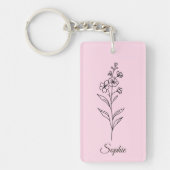 Gepersonaliseerde juli Geboortebloem Larkspur Sleu Sleutelhanger (Voorkant)