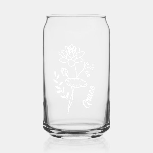 Gepersonaliseerde juli Geboortemaand Bloemenlelie  Blikvorm Glas (Voorkant)