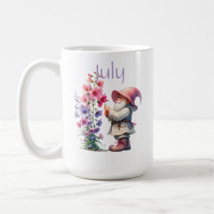 Gepersonaliseerde juli Geboortemaand Tuin Gnoom Koffiemok