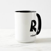 Gepersonaliseerde Jumbo Zwart Initiaal Monogam Naa Mok (Voorkant rechts)