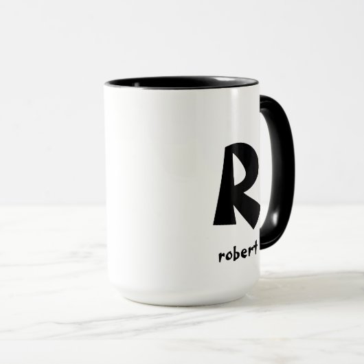 Gepersonaliseerde Jumbo Zwart Initiaal Monogam Naa Mok (Voorkant rechts)