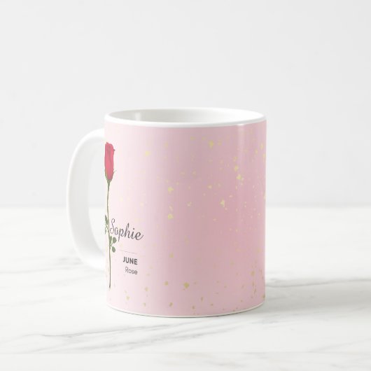 Gepersonaliseerde June Flower Mok (Voorkant links)