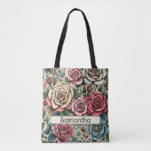Gepersonaliseerde juni Geboorte Bloem het Roos Tote Bag (Voorkant)