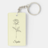 Gepersonaliseerde juni Geboorte Bloem Roos Sleutel Sleutelhanger (achterkant)