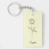 Gepersonaliseerde juni Geboorte Bloem Roos Sleutel Sleutelhanger (Voorkant)