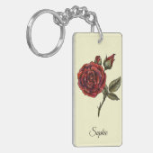 Gepersonaliseerde juni Geboorte Bloem Roos Sleutel Sleutelhanger (Voorkant Links)