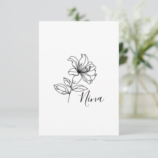 Gepersonaliseerde juni Honeysuckle Geboorte Bloem  Bedankkaart (Staand voorkant)