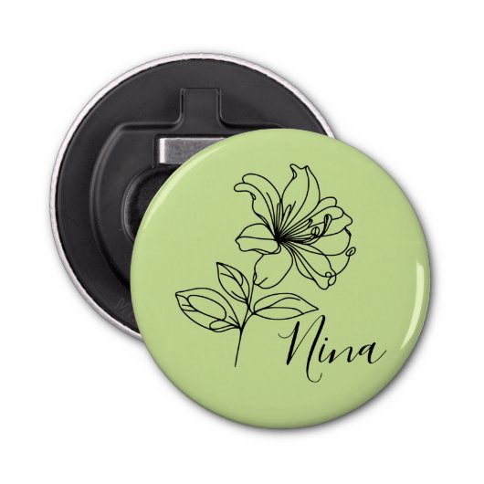 Gepersonaliseerde juni Honeysuckle Geboorte Bloem Button Flesopener (Voorkant)
