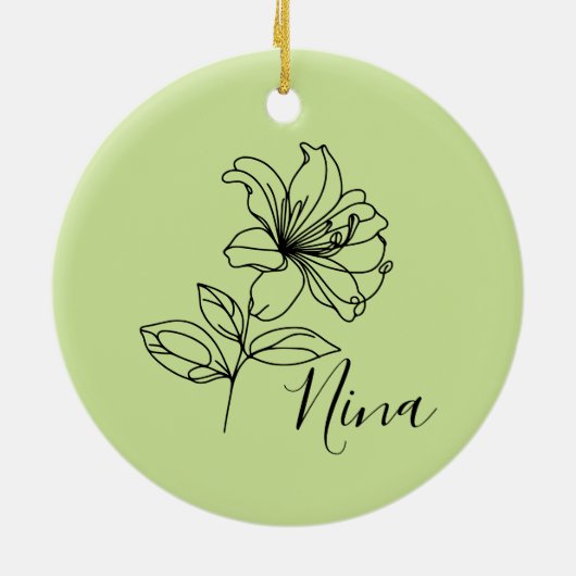 Gepersonaliseerde juni Honeysuckle Geboorte Bloem  Keramisch Ornament (Achterkant)