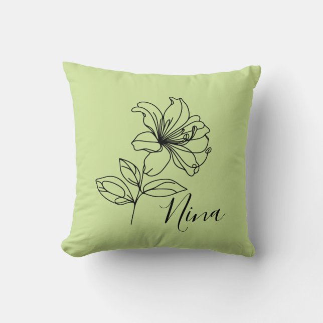 Gepersonaliseerde juni Honeysuckle Geboorte Bloem  Kussen (Voorkant)