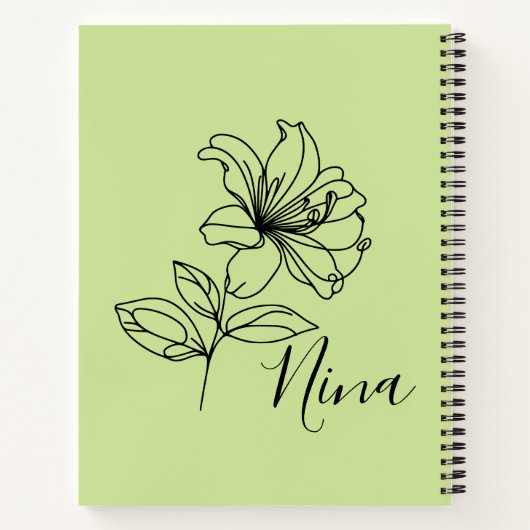 Gepersonaliseerde juni Honeysuckle Geboorte Bloem  Notitieboek (Achterkant)