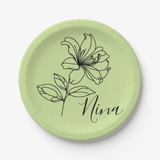 Gepersonaliseerde juni Honeysuckle Geboorte Bloem  Papieren Bordje (Voorkant)