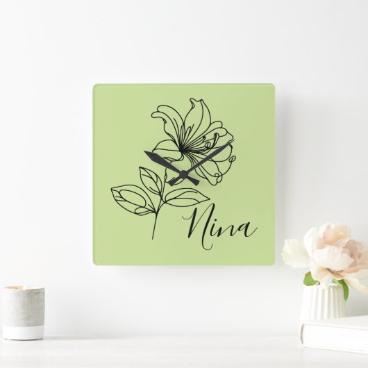 Gepersonaliseerde juni Honeysuckle Geboorte Bloem  Vierkante Klok (Huis)