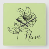 Gepersonaliseerde juni Honeysuckle Geboorte Bloem Vierkante Klok (Voorkant)