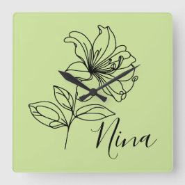 Gepersonaliseerde juni Honeysuckle Geboorte Bloem Vierkante Klok