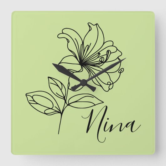 Gepersonaliseerde juni Honeysuckle Geboorte Bloem Vierkante Klok (Voorkant)