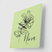 Gepersonaliseerde juni Honeysuckle Geboorte Bloem Vierkante Klok (Hoek)