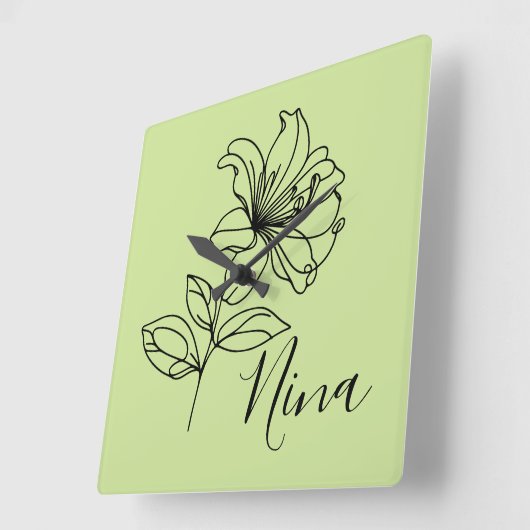 Gepersonaliseerde juni Honeysuckle Geboorte Bloem Vierkante Klok (Hoek)