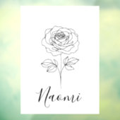 Gepersonaliseerde juni Roos Geboortebloem Cadeau v Raamsticker (Vel 3)