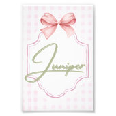 Gepersonaliseerde Juniper Baby Girl Nursery BowGin Foto Afdruk (Voorkant)