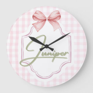 Gepersonaliseerde Juniper Baby Girl Nursery BowGin Grote Klok