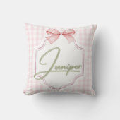 Gepersonaliseerde Juniper Baby Girl Nursery BowGin Kussen (Voorkant)
