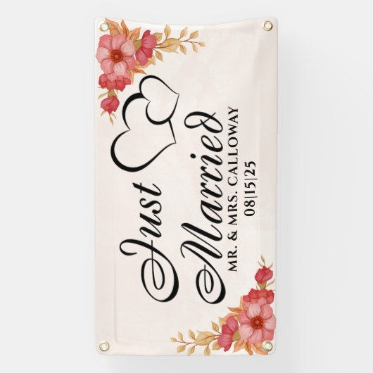 Gepersonaliseerde Just Married Car Banner (Verticaal)