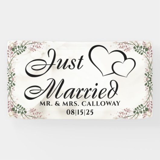 Gepersonaliseerde Just Married Car Banner (Horizontaal)