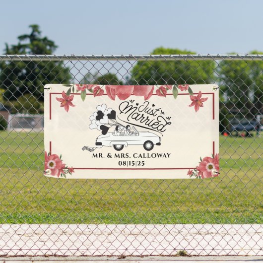 Gepersonaliseerde Just Married Car Banner (Insitu)