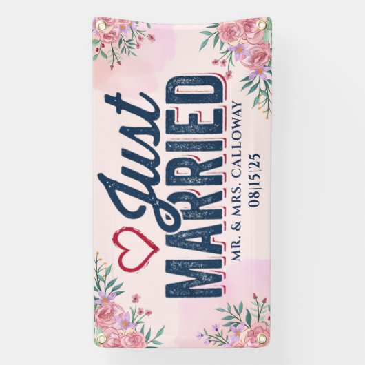 Gepersonaliseerde Just Married Car Banner (Verticaal)