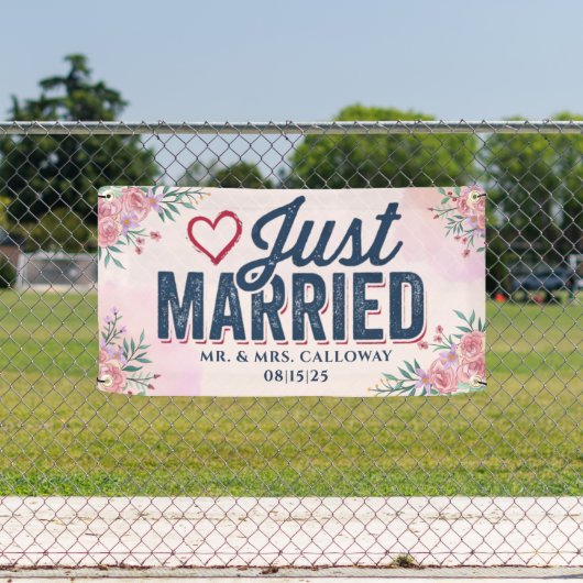 Gepersonaliseerde Just Married Car Banner (Insitu)