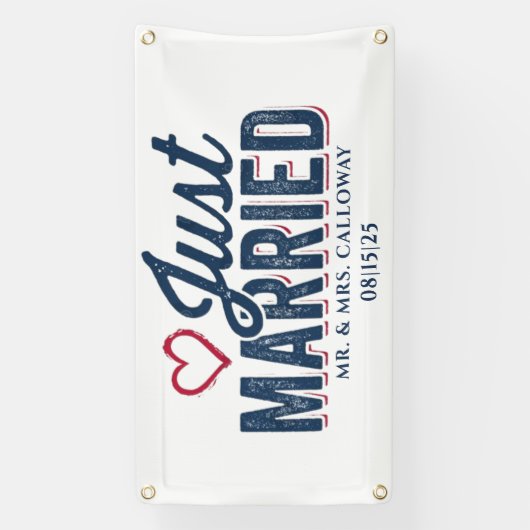 Gepersonaliseerde Just Married Car Banner (Verticaal)