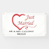 Gepersonaliseerde Just Married Car Banner (Horizontaal)