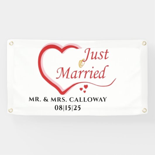 Gepersonaliseerde Just Married Car Banner (Horizontaal)