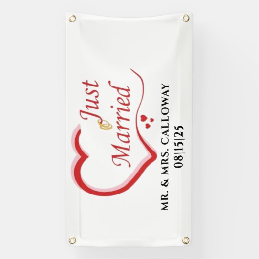 Gepersonaliseerde Just Married Car Banner (Verticaal)