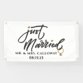 Gepersonaliseerde Just Married Car Banner (Horizontaal)