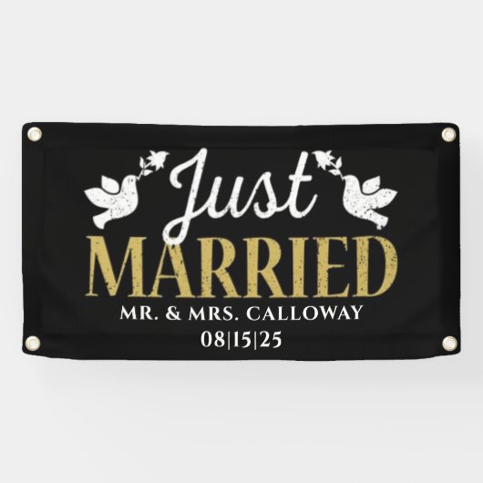 Gepersonaliseerde Just Married Car Banner (Horizontaal)