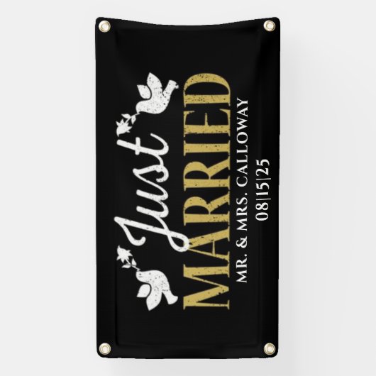 Gepersonaliseerde Just Married Car Banner (Verticaal)