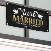 Gepersonaliseerde Just Married Car Banner (Buitenkant Gebouw)
