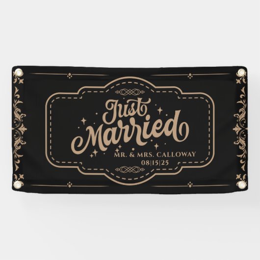 Gepersonaliseerde Just Married Car Banner (Horizontaal)