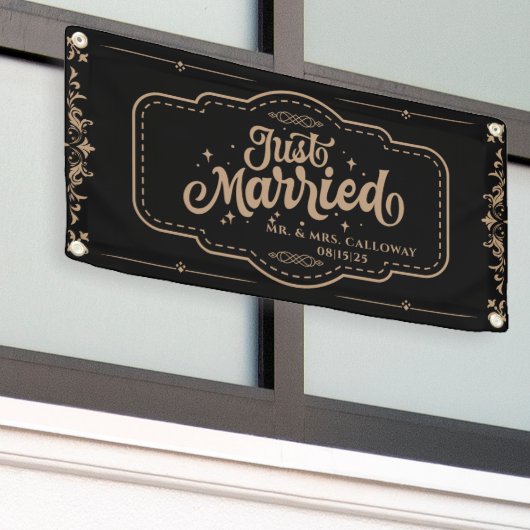 Gepersonaliseerde Just Married Car Banner (Buitenkant Gebouw)