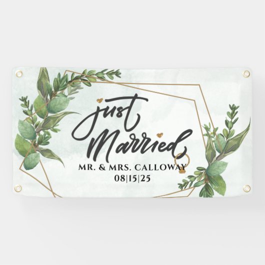 Gepersonaliseerde Just Married Car Banner (Horizontaal)