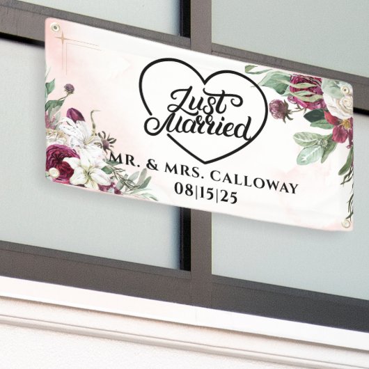 Gepersonaliseerde Just Married Car Banner (Buitenkant Gebouw)