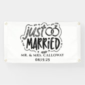 Gepersonaliseerde Just Married Car Banner (Horizontaal)