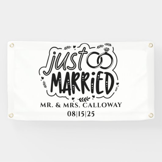 Gepersonaliseerde Just Married Car Banner (Horizontaal)