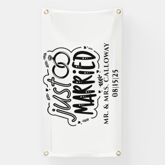 Gepersonaliseerde Just Married Car Banner (Verticaal)