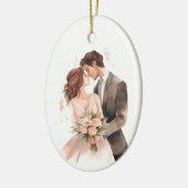 Gepersonaliseerde Just Married Couple Art Keramisch Ornament (Links)