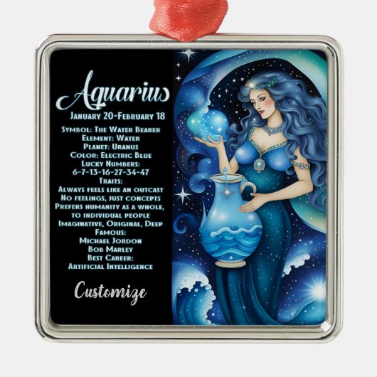 Gepersonaliseerde juweel Galaxy Zodiac Aquarius Metalen Ornament (Voorkant)