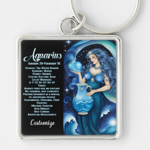 Gepersonaliseerde juweel Galaxy Zodiac Aquarius Sleutelhanger