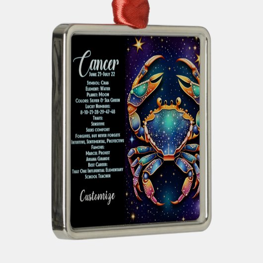 Gepersonaliseerde Juweel Galaxy Zodiac Cancer Metalen Ornament (Rechts)